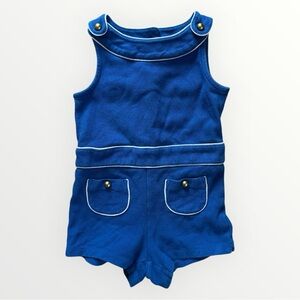 Janie & Jack LAKESHORE GETAWAY Blue Piped Romper Toddler Girls Cotton Size 2T